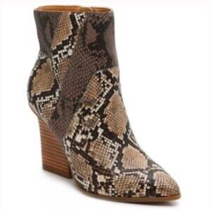 Crown Vintage Snakeskin Print Leather Heeled Boots - Black and Brown NWOB Sz 10